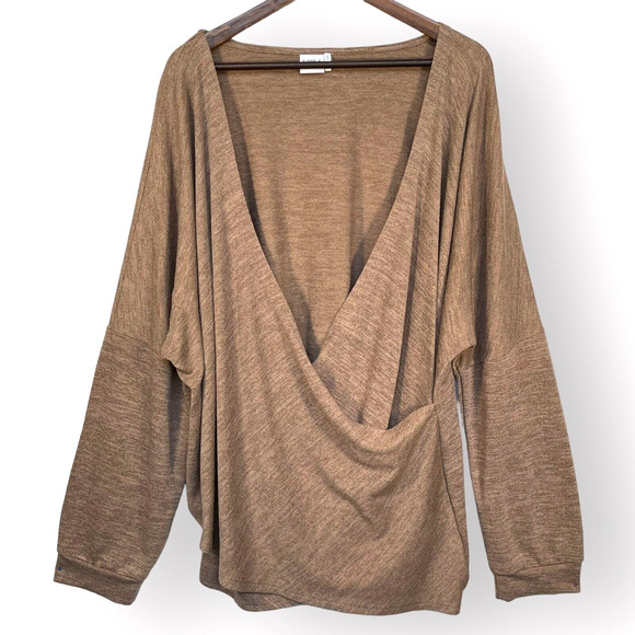 Simple Suzanne Betro Pullover Surplice Sweater Women Size Brown 3X Drop Shoulder - Picture 1 of 8